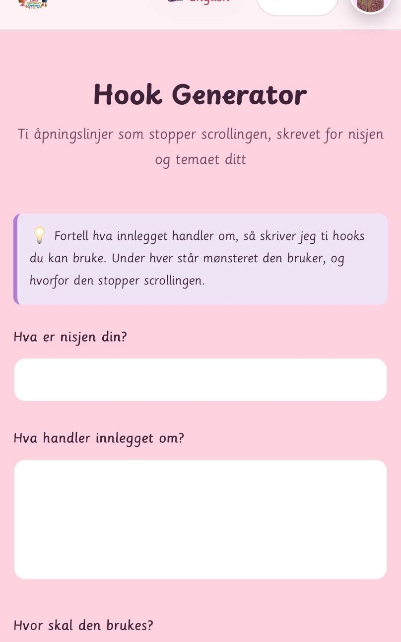 Skjermbilde av Hook Generator