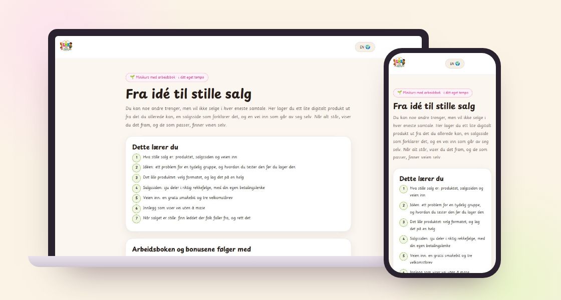 Kurset Fra idé til stille salg på lmexplorers.com