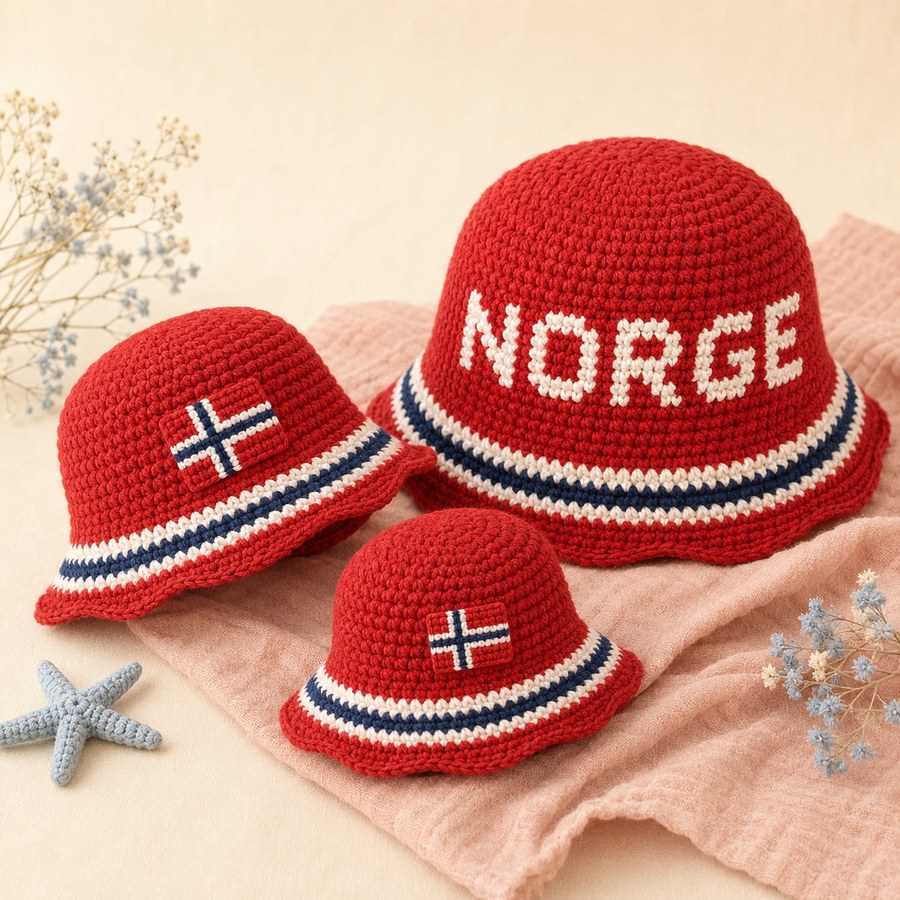 NORGE-bøttehatt barn, runeskrift