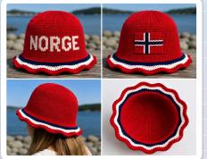 NORGE-bøttehatt, blokkbokstaver