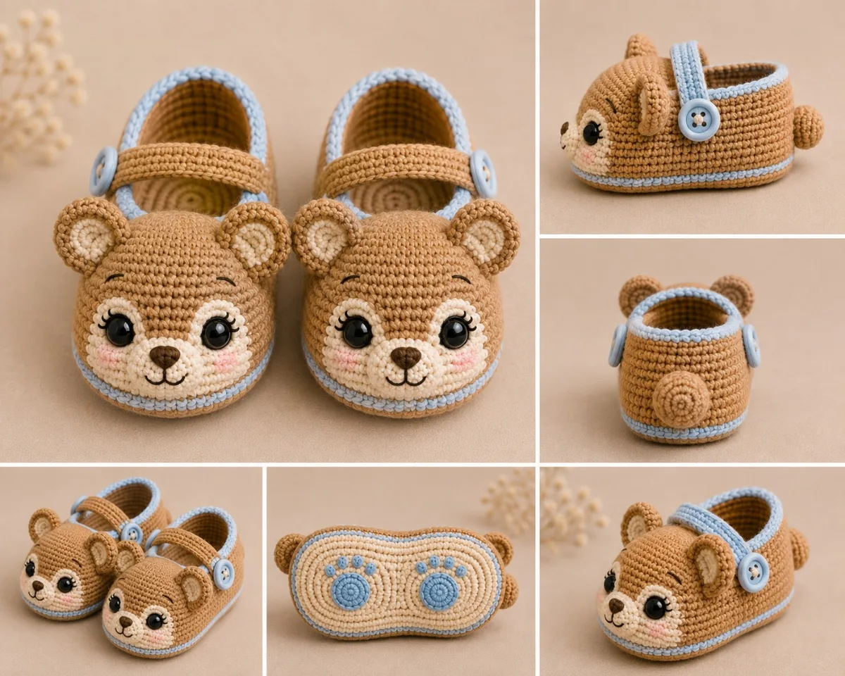 Olivers ballerinasko, heklet amigurumi