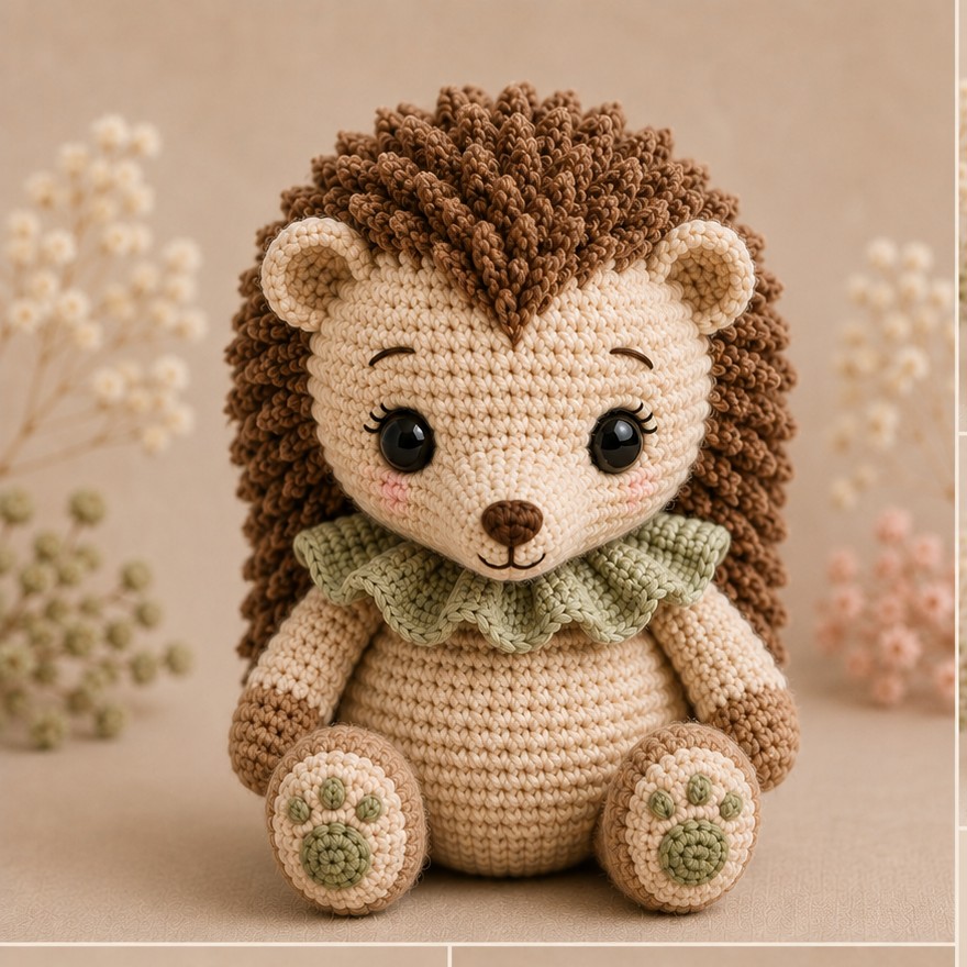 Pip, det lille pinnsvinet, heklet amigurumi