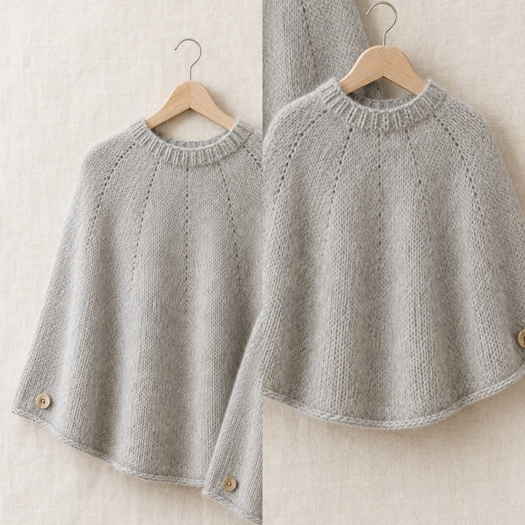 Mini & Me poncho i grått, voksen og barn
