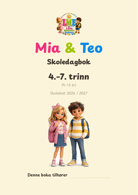 Mia & Teo skoledagbok 4.–7. trinn, forside